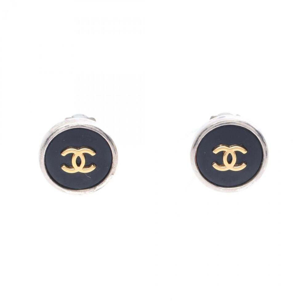 CHANEL Black Logo Earrings